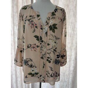 Fever Women's Blouse size XL Cottagecore Coastal Grandma Floral Boho crochet